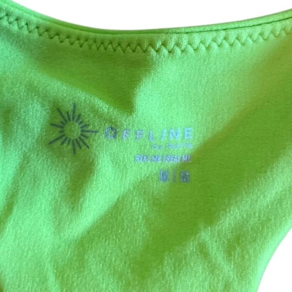 Offline by Aerie Romper Playsuit Neon Green Athletic Racerback Size M